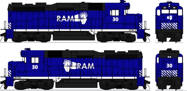 RAM Rail design study on GP30 for Trainz - design to order